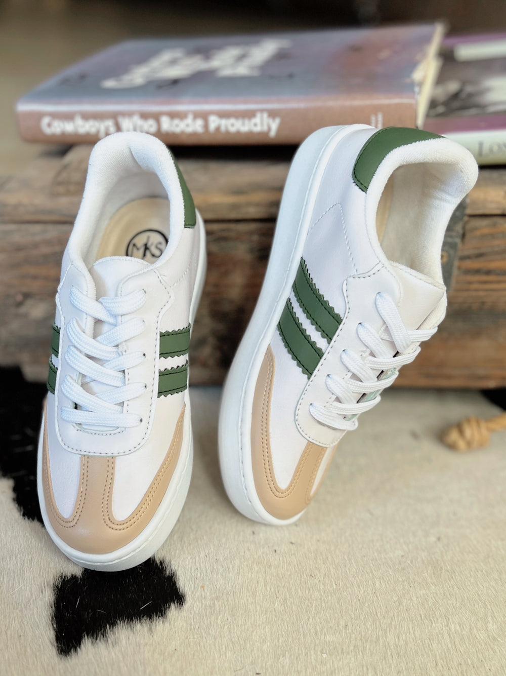 Women's Double Stripe Green Sneakers Product Image