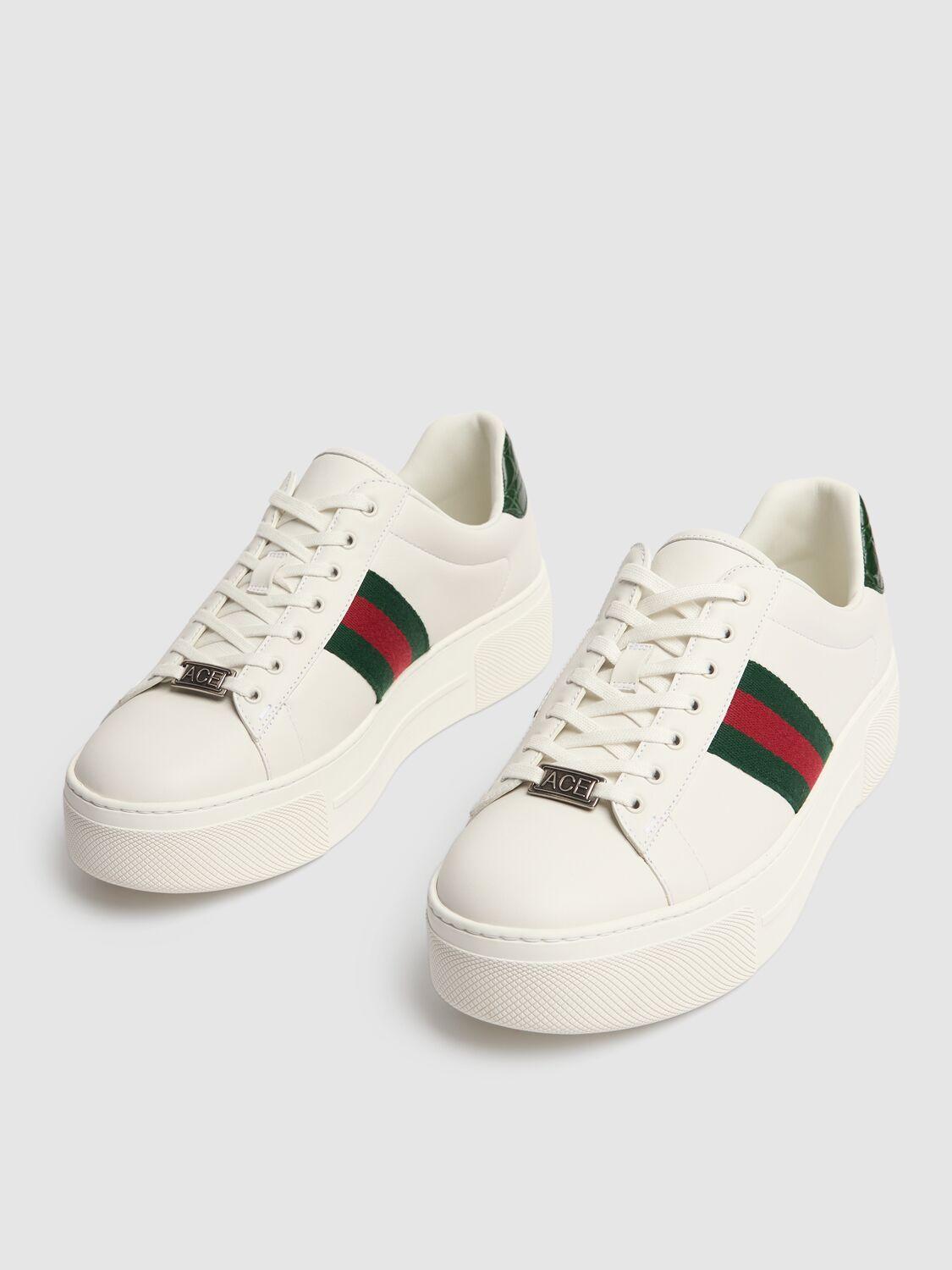 GUCCI 30mm  Ace Leather Sneakers In White Product Image