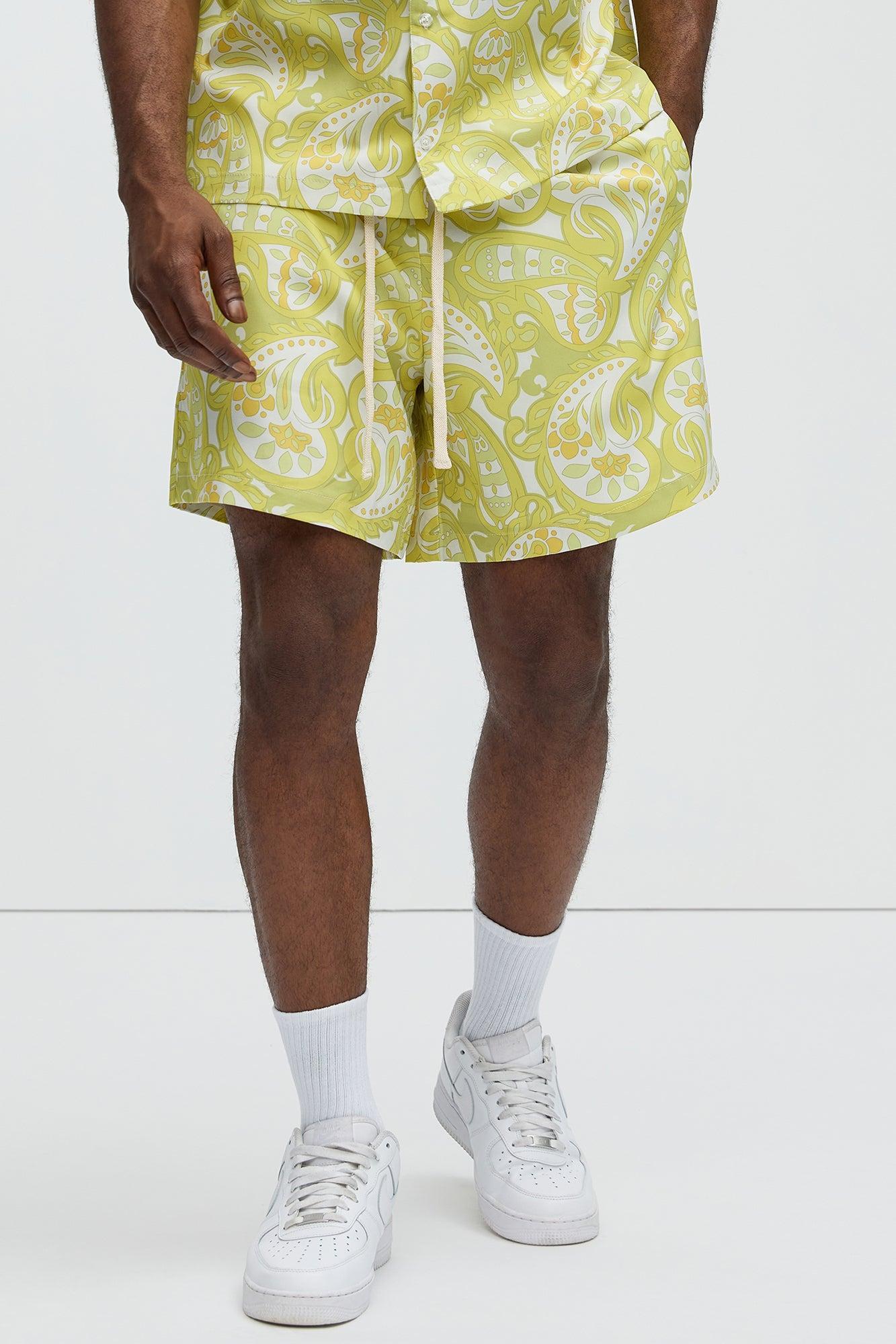 Alameda Paisley Warm Up Shorts - Yellow Product Image