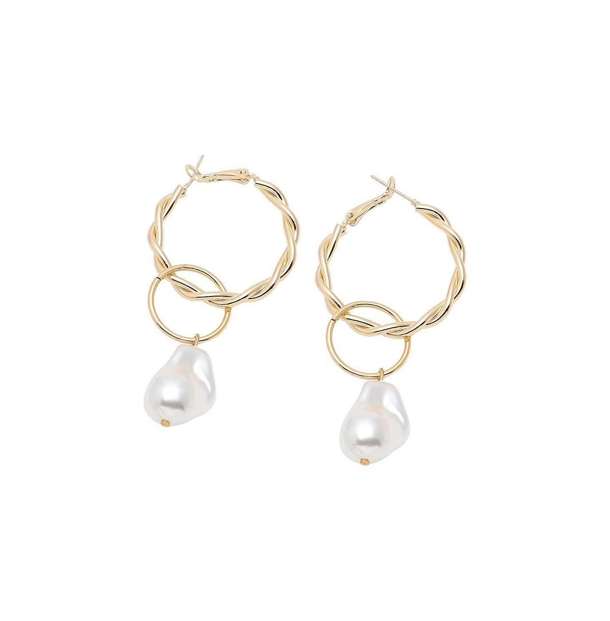 Sohi Womens Snowball Hoop Earrings Product Image