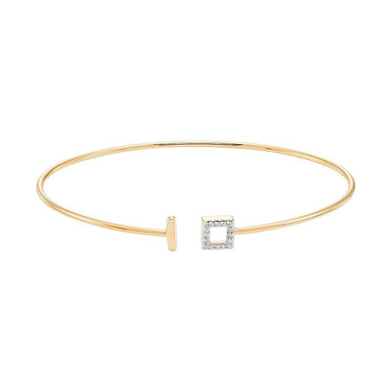 Sterling Silver Diamond Accent Square Cuff Bracelet, Womens 14k Gold Plate Product Image