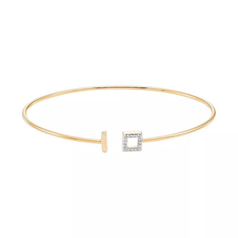 Sterling Silver Diamond Accent Square Cuff Bracelet, Womens 14k Gold Plate Product Image