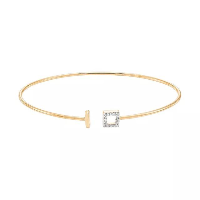 Sterling Silver Diamond Accent Square Cuff Bracelet, Womens 14k Gold Plate Product Image