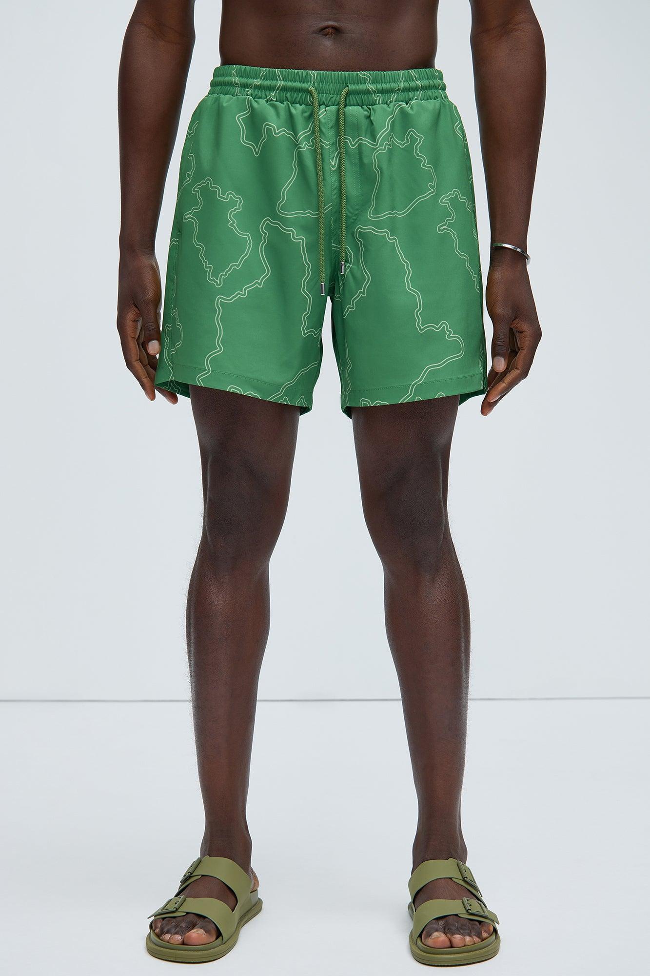 Road Map Swim Trunks - Green Product Image