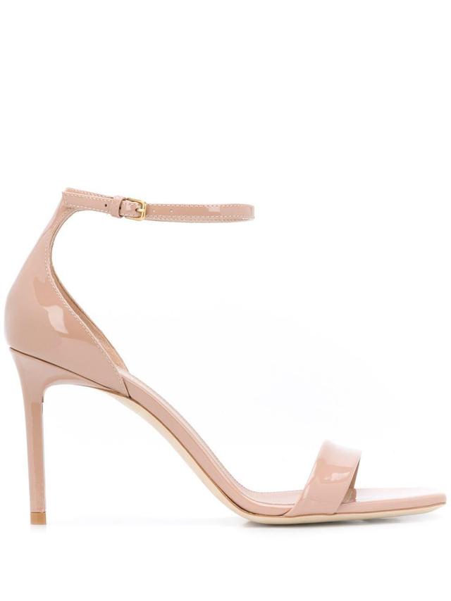 SAINT LAURENT 105mm Amber Patent Leather Sandals In Beige Product Image