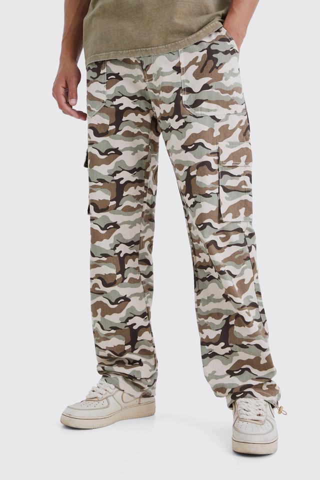 Tall Relaxed Cargo Pocket Camo Pants | boohooMAN USA Product Image