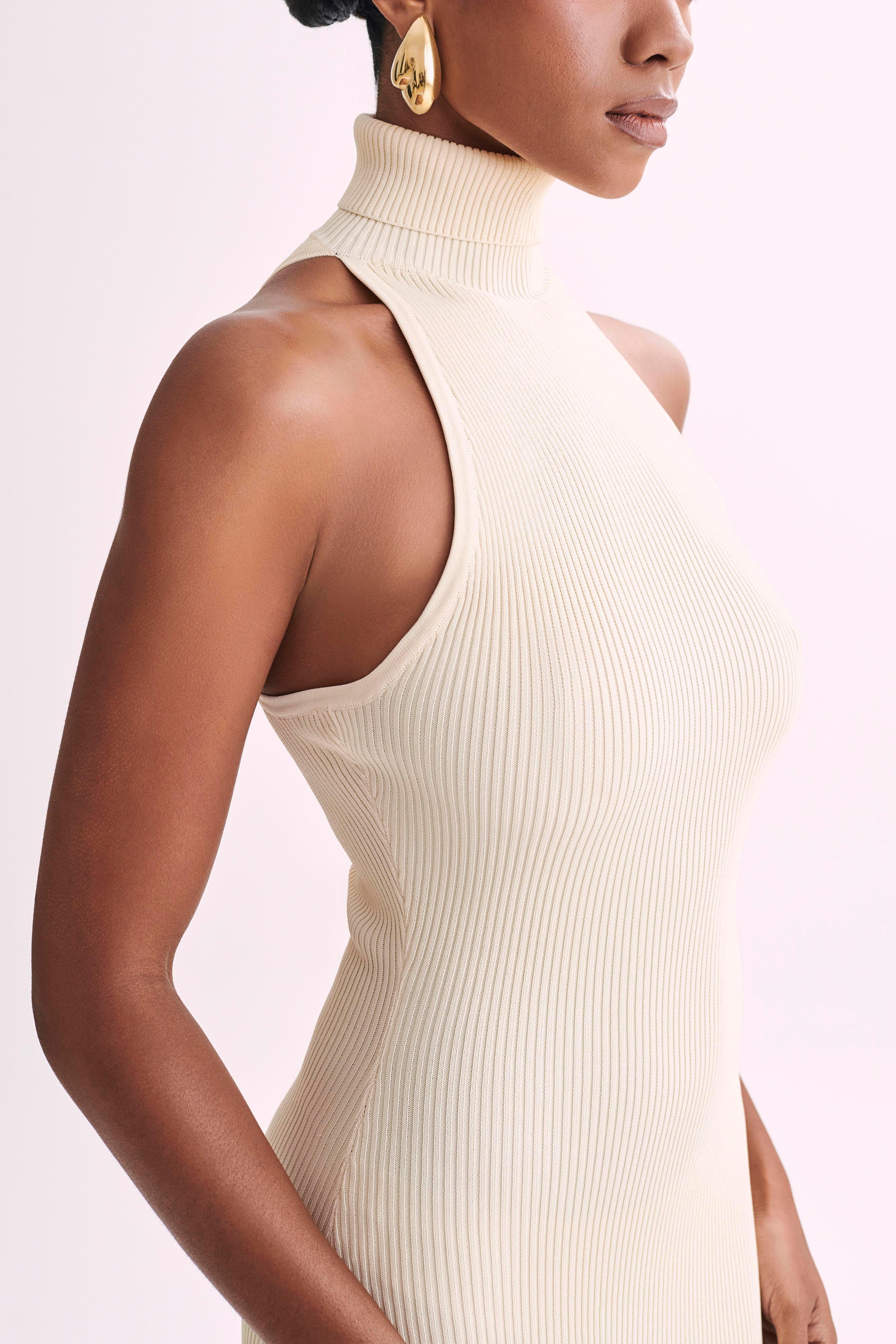 Connie Turtleneck Knit Midi Dress - Cream Product Image