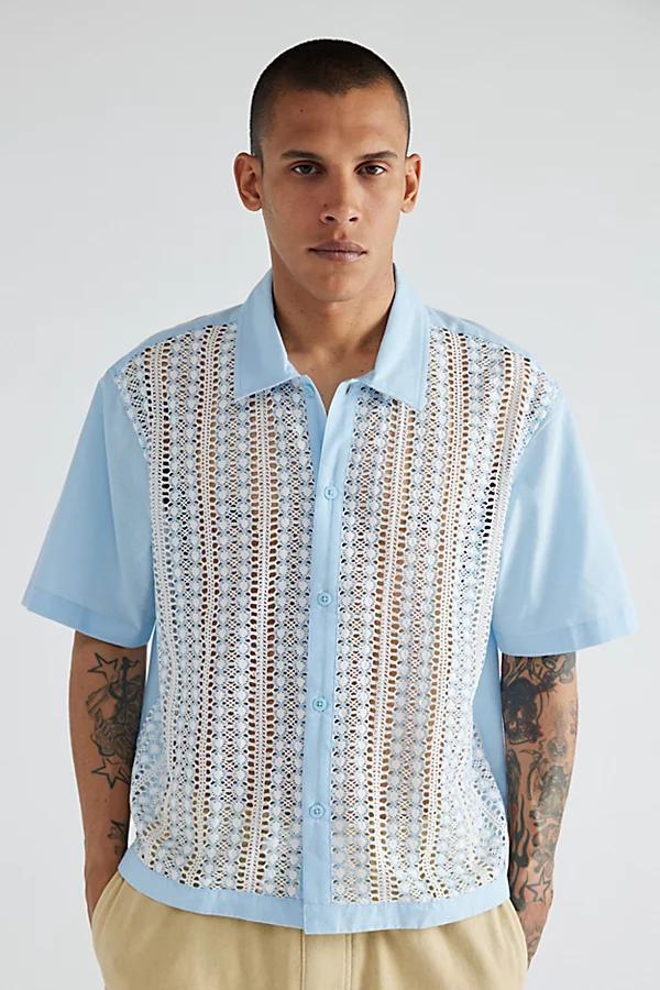 BDG Crochet Lace Short Sleeve Button-Down Shirt Top Mens at Urban Outfitters Product Image