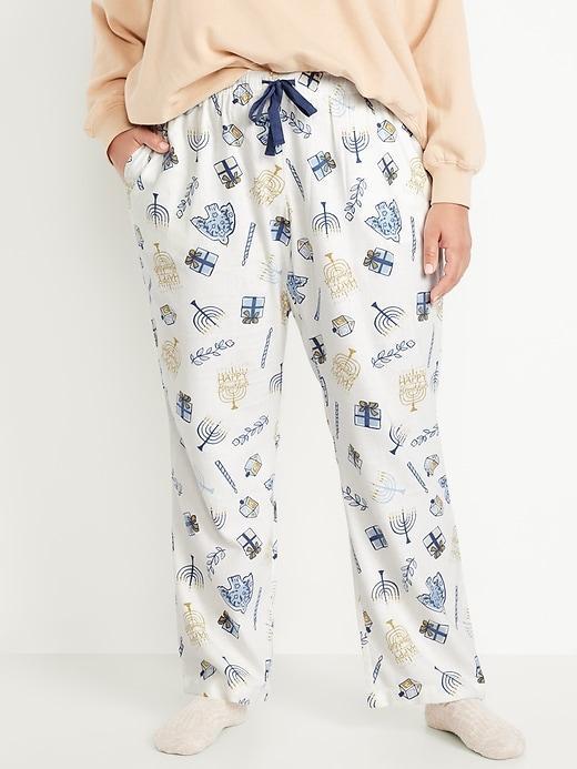 Mid-Rise Printed Flannel Pajama Pants Product Image