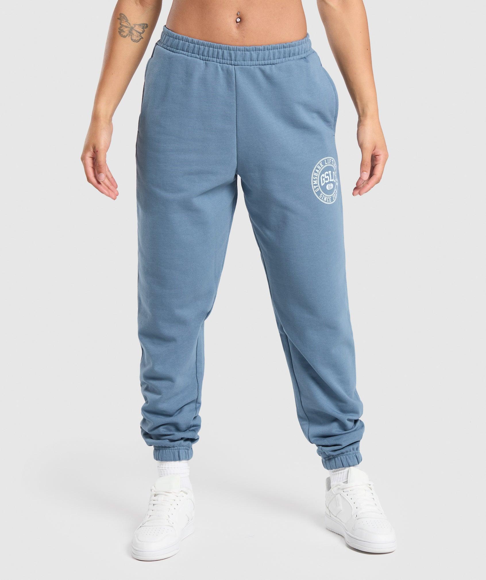 Gymshark GSLC Weight Graphic Pants - Faded Blue Female Product Image