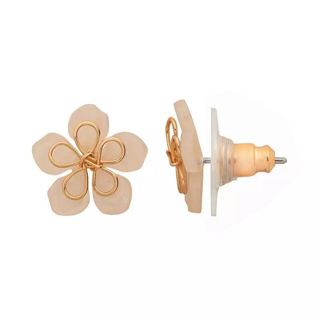 LC Lauren Conrad Gold Tone Simulated Opal Flower Stud Earrings, Womens Product Image