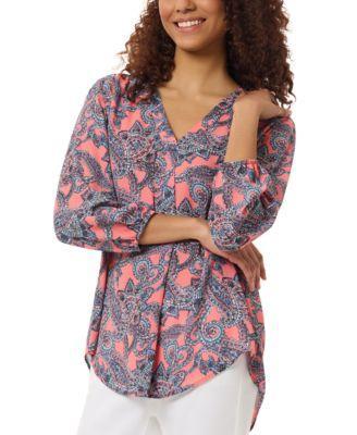 Petite Paisley-Print 3/4-Sleeve Tunic Top product image