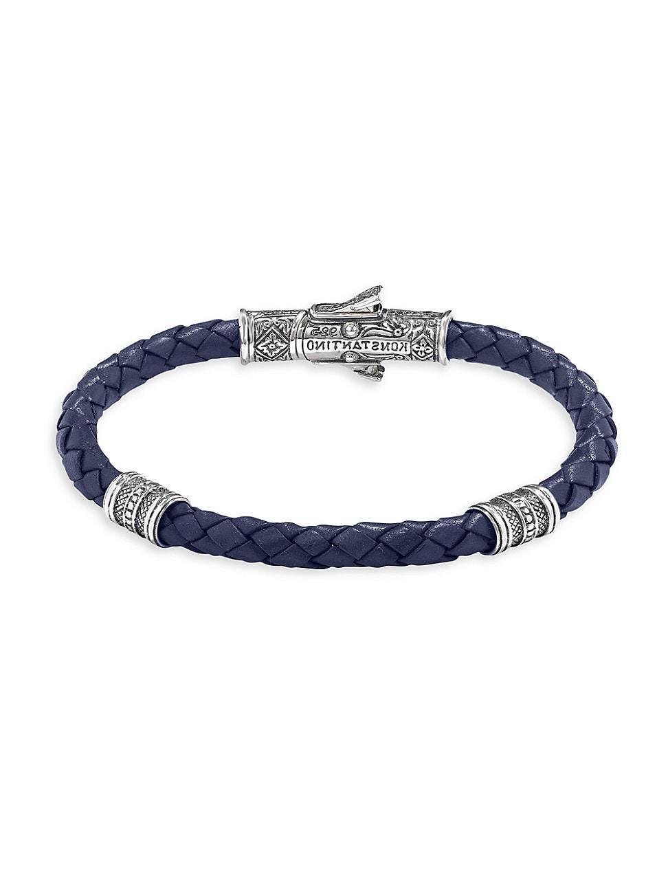 Womens Perseus Sterling Silver & Braided Leather Bracelet Product Image