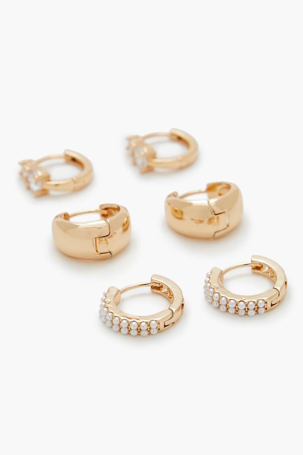 Faux Gem Huggie Hoop Earring Set | Forever 21 Product Image