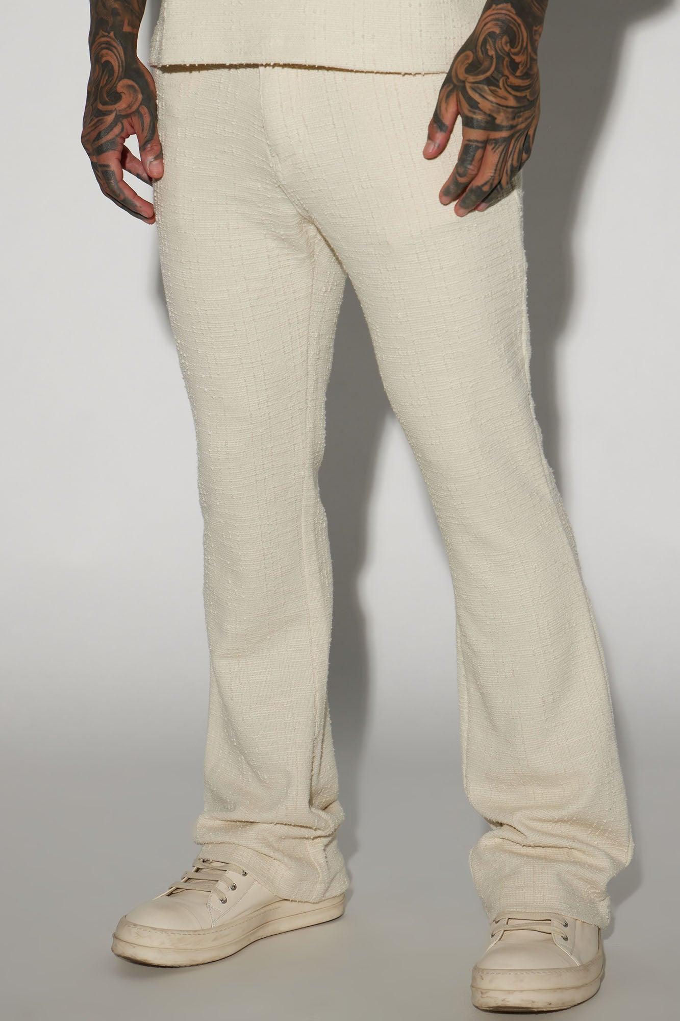 Jordan Textured Stacked Slim Flare Pants - Off White Product Image