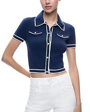 Womens Marlena Knit Contrast-Trim Shirt Product Image