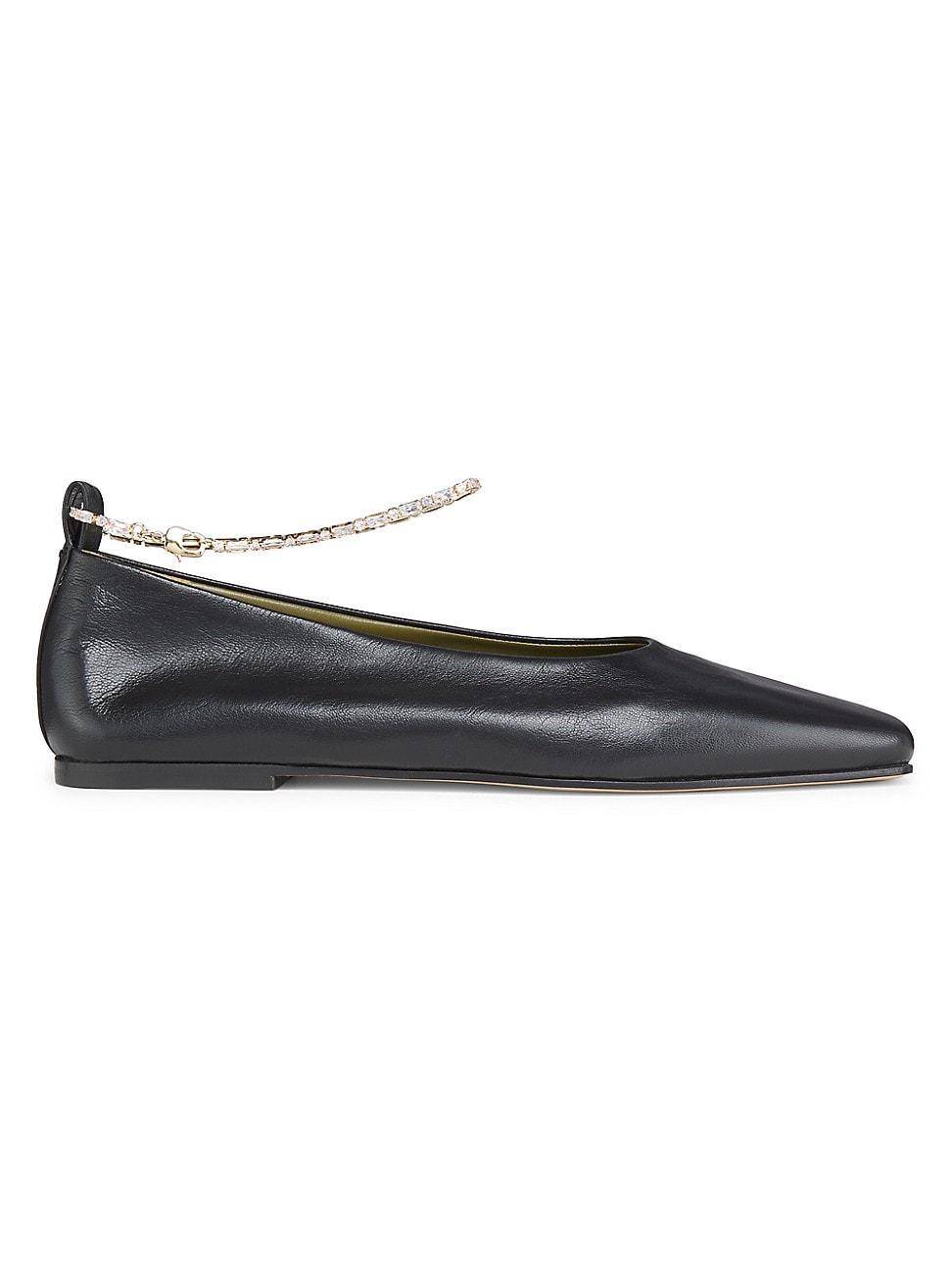 Augusta Ankle-Chain Leather Ballerina Flats Product Image