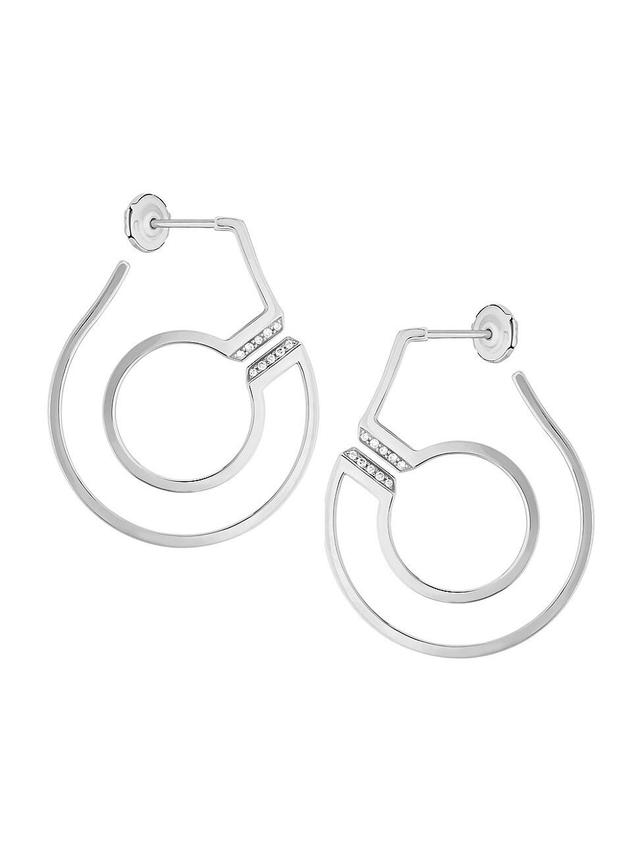 Womens Menottes Dinh Van R27 18K White Gold & Diamond Handcuff Earrings - White Gold Product Image