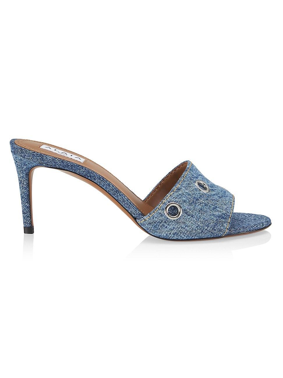 Womens 75MM Denim High-Heel Mules Product Image