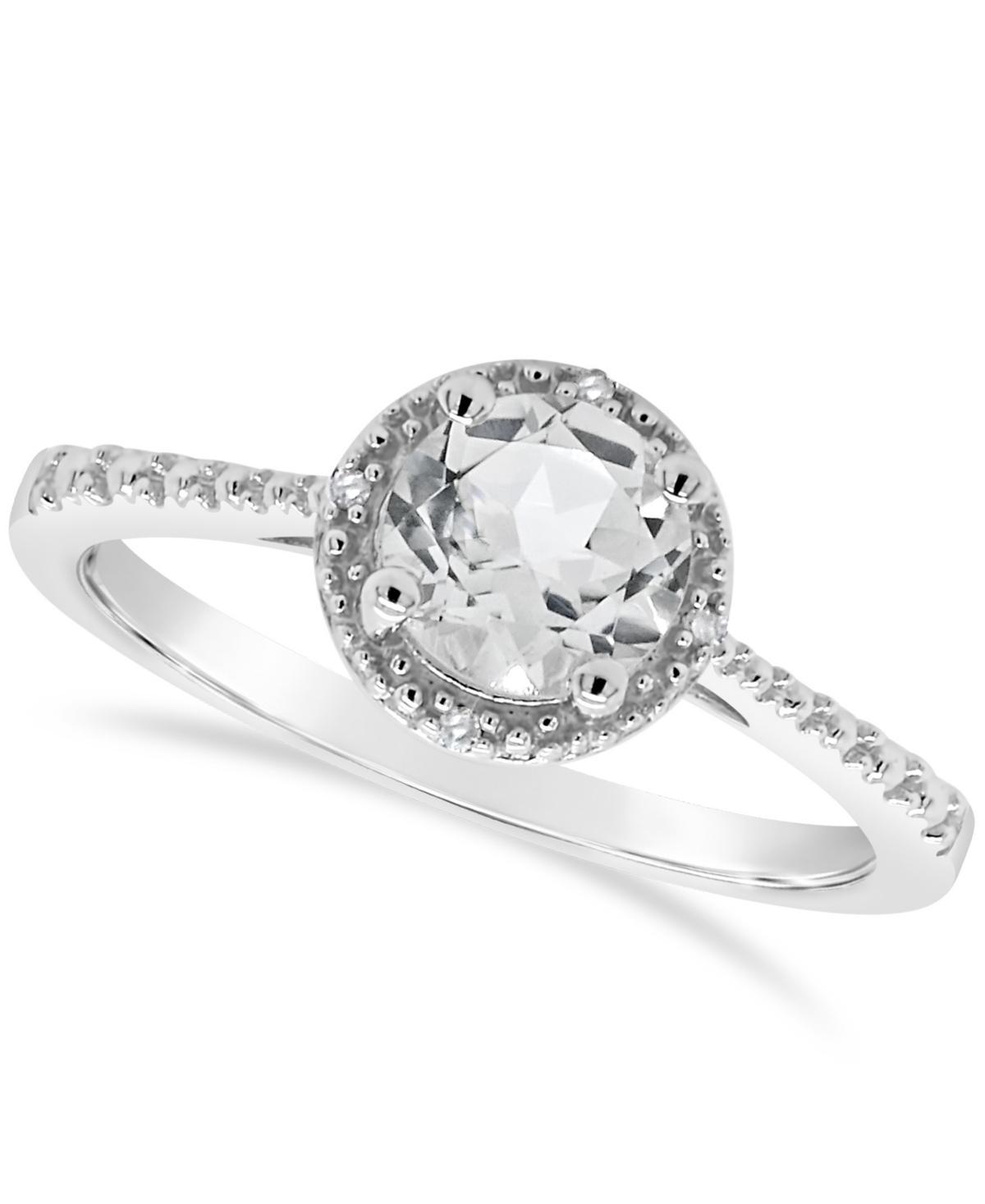 Celebration Gems Sterling Silver White Topaz and Diamond Accent Frame Ring, Womens Product Image