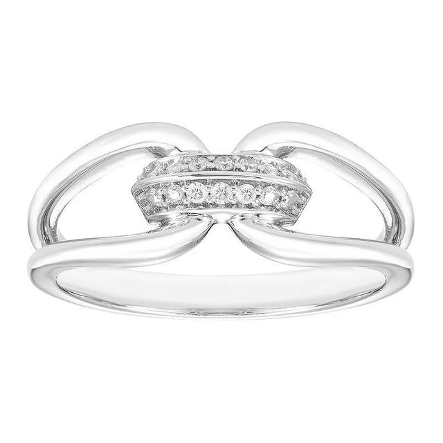 Boston Bay Diamonds Sterling Silver Diamond Accent Split Shank Curved Ring, Womens White Product Image