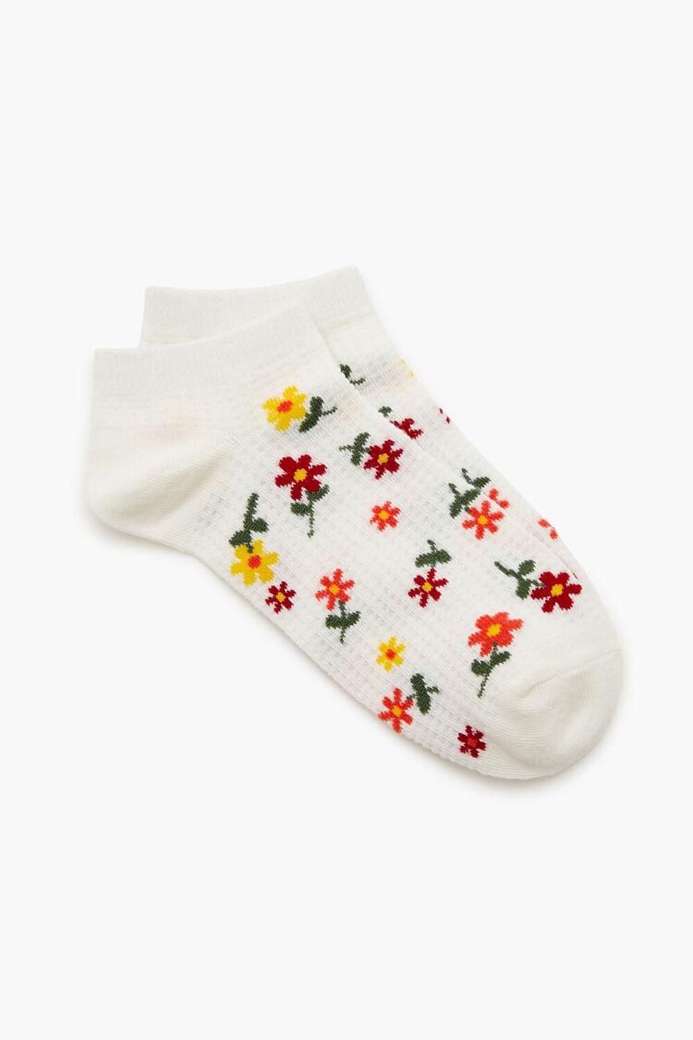 Waffle Knit Floral Ankle Socks | Forever 21 Product Image