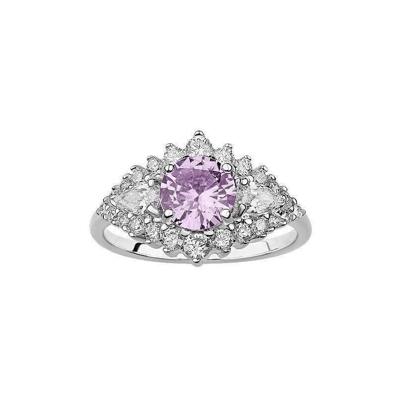 PRIMROSE Sterling Silver Cubic Zirconia Cluster Ring, Womens Purple Product Image