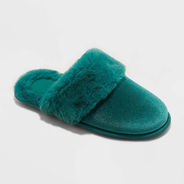 Women's Rae Velvet Scuff Slippers - Auden™ Green L Product Image