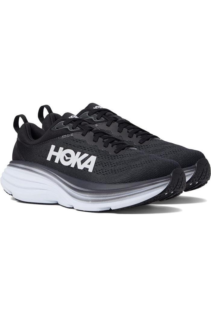 WOMEN'S HOKA BONDI 8 IN BLACK/WHITE MEDIUM WIDTH Female Product Image