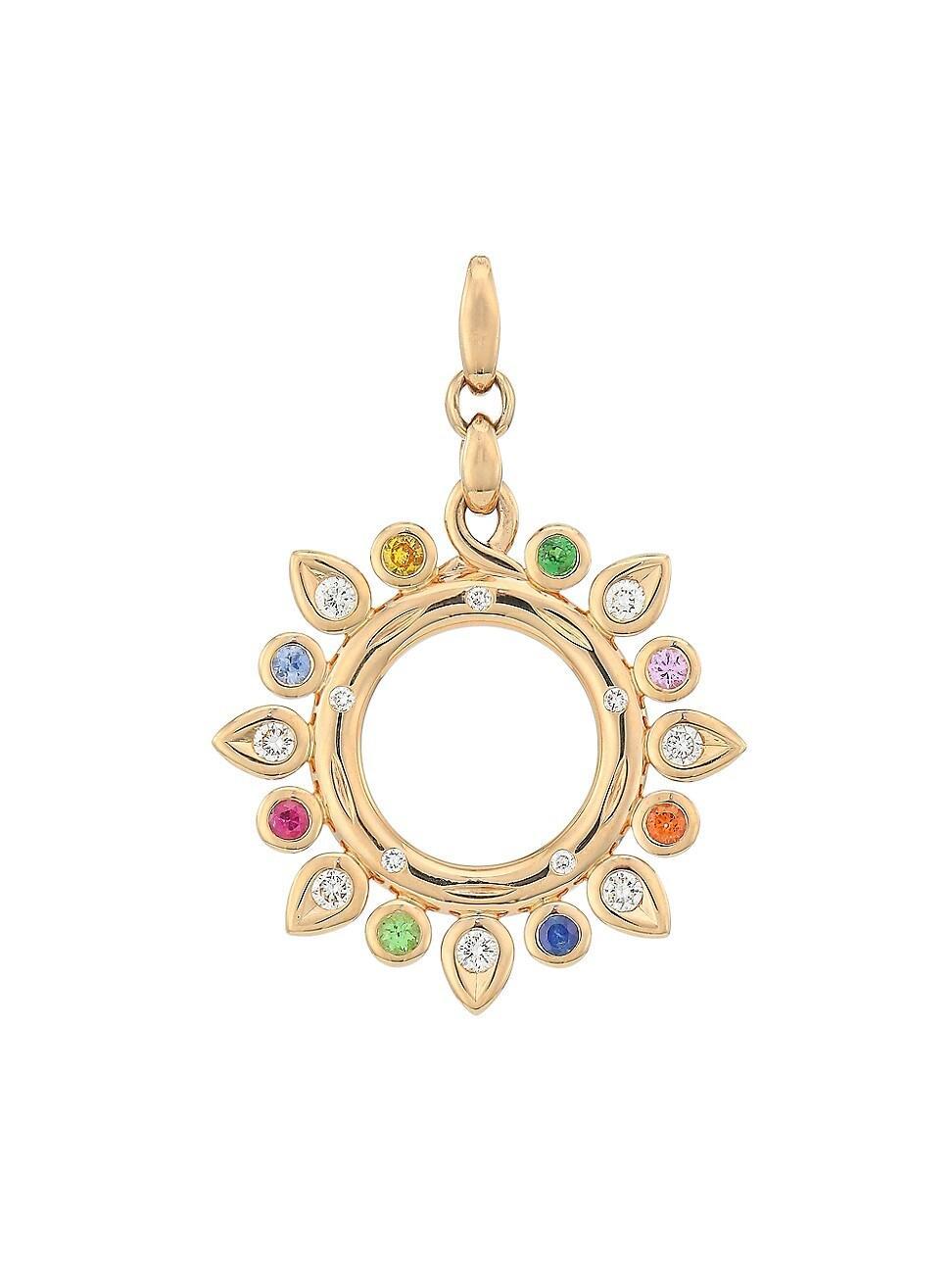 Womens 18K Yellow Gold & Multicolor Gemstone Pendant Product Image