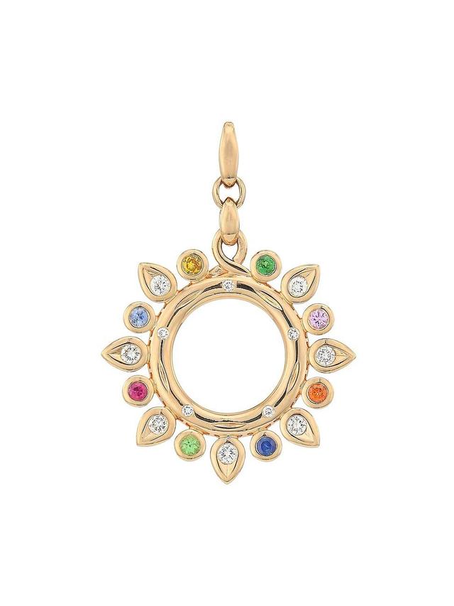 Womens 18K Yellow Gold & Multicolor Gemstone Pendant Product Image