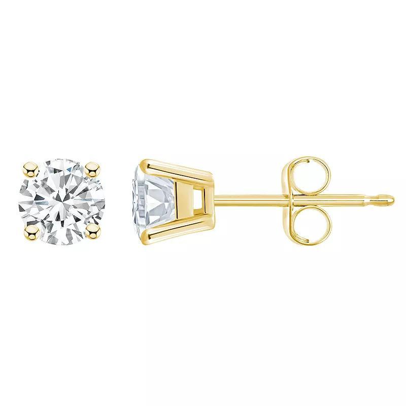 Celebration Gems 14k Gold 3/4 Carat T.W. Diamond Round Stud Earrings, Womens, White Product Image