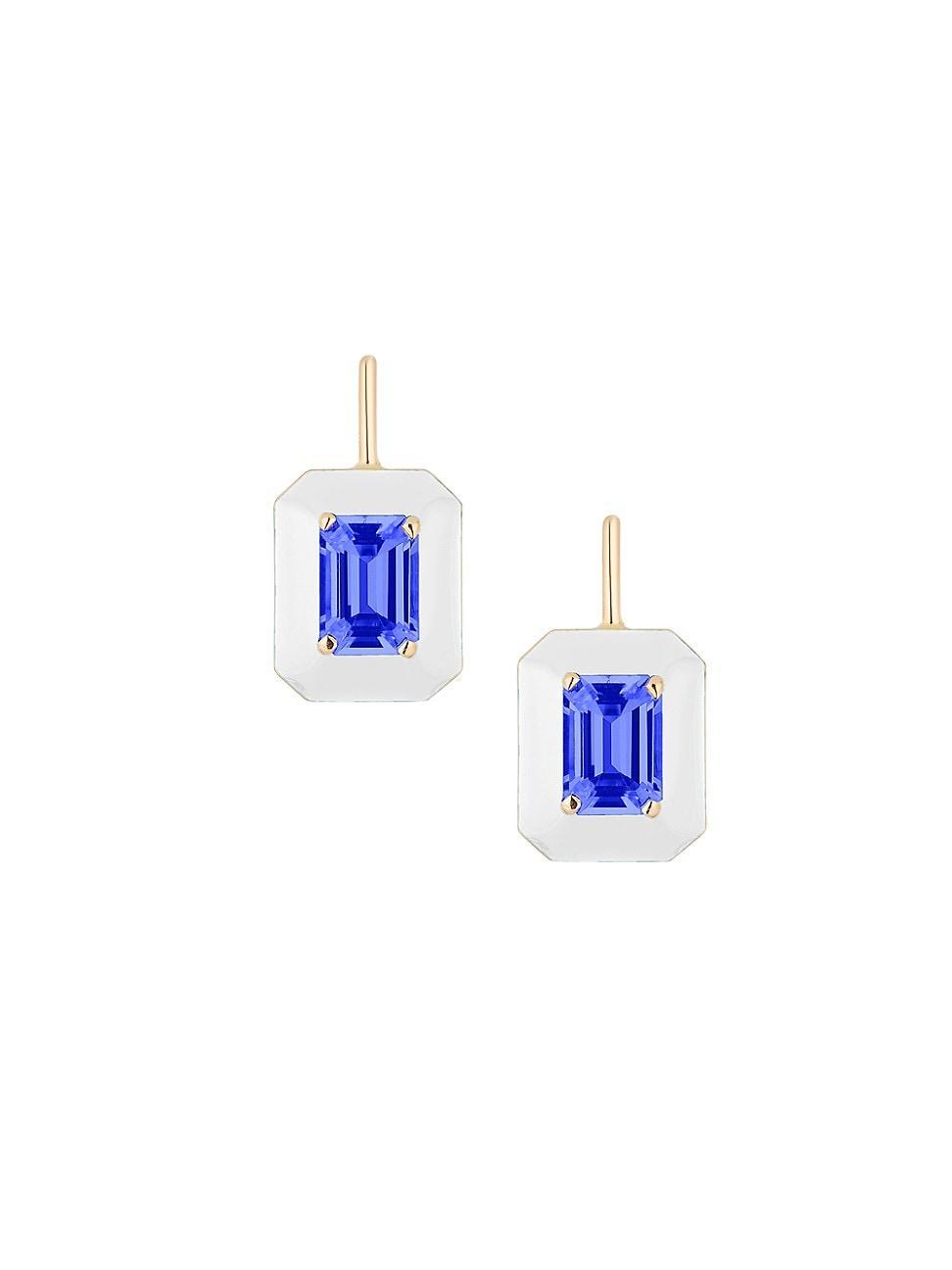 Womens Queen 18K Yellow Gold, Tanzanite, & Enamel Drop Earrings Product Image