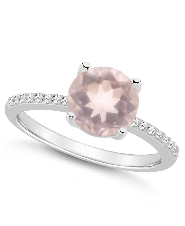 Alyson Layne Sterling Silver 8 mm Round Gemstone & 1/10 Carat T.W. Diamond Ring, Womens, Pink Product Image