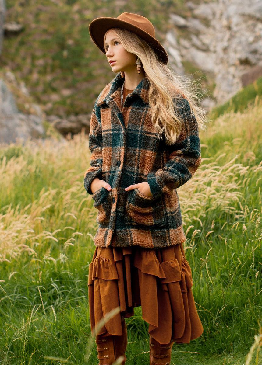 Gertrude Coat in Camel Plaid Product Image