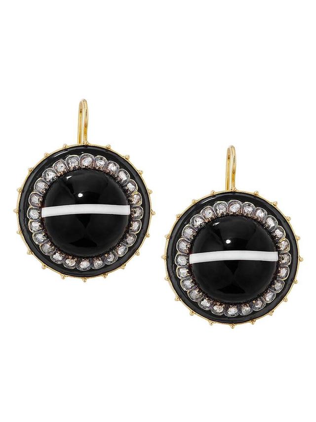 Womens 18K Yellow Gold, Agate & 2 TCW Diamond Drop Earrings Product Image