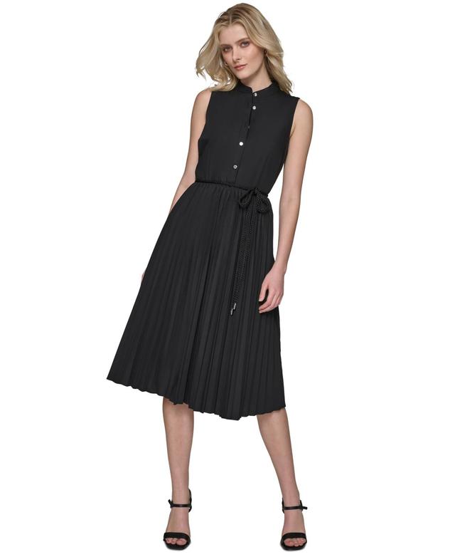 Karl Lagerfeld Paris Womens Belted Pleated Midi Dress Product Image