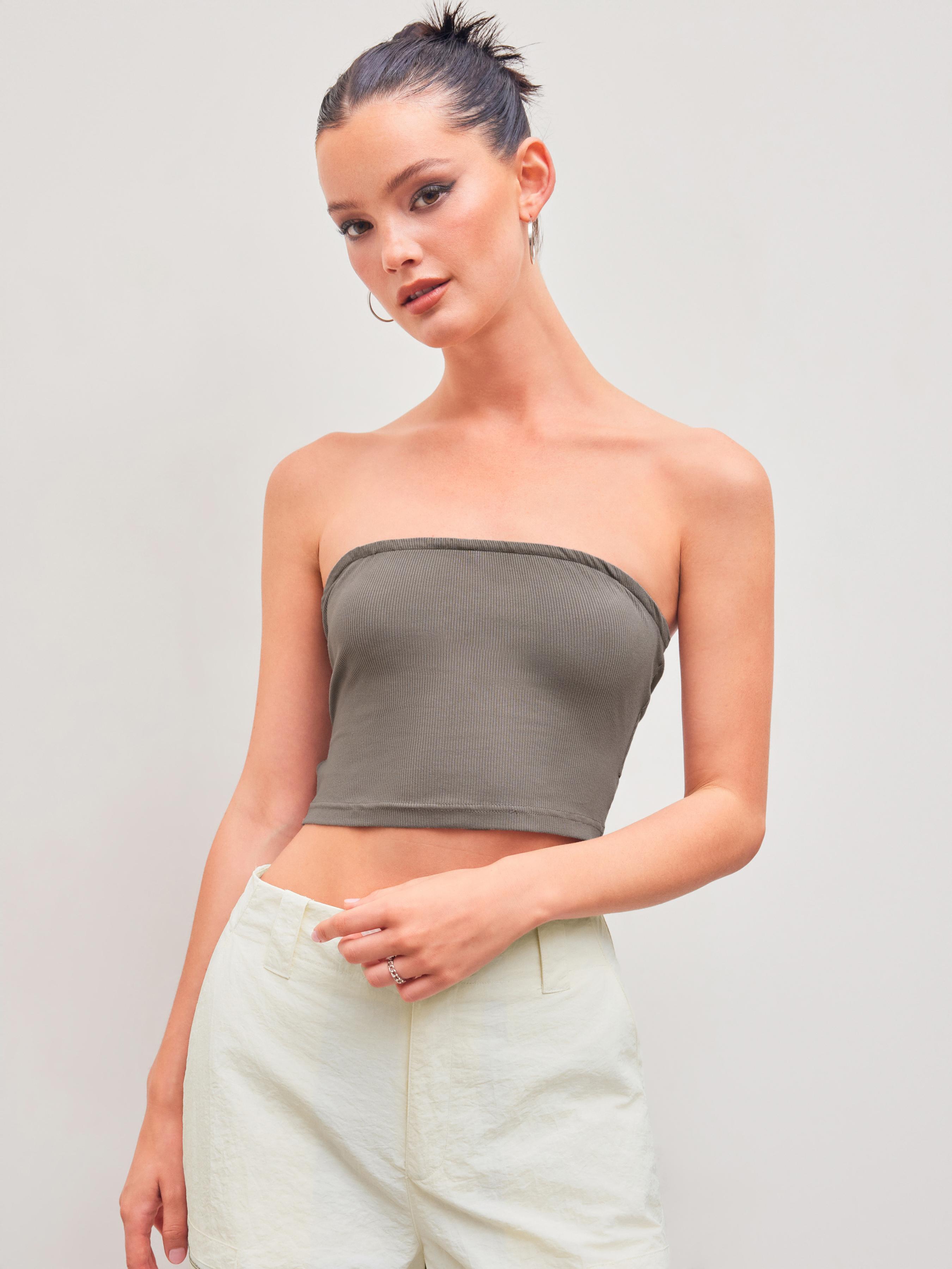 Belted Solid Crop Tube Top product image