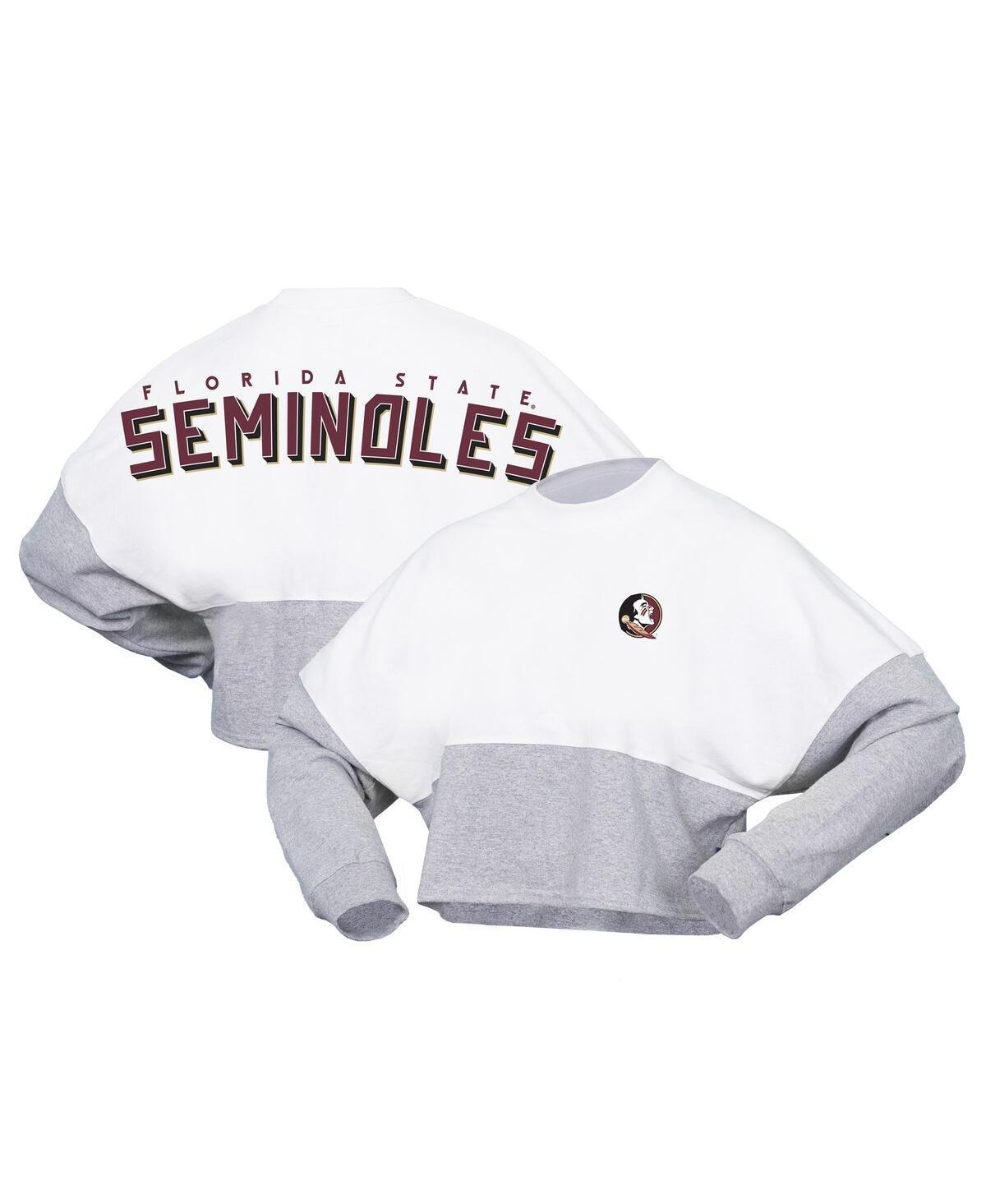 Womens Spirit Jersey Florida State Seminoles Heather Block Cropped Long Sleeve Jersey T-Shirt Product Image