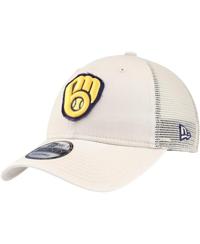 Mens New Era Stone Milwaukee Brewers Game Day 9TWENTY Adjustable Trucker Hat Product Image