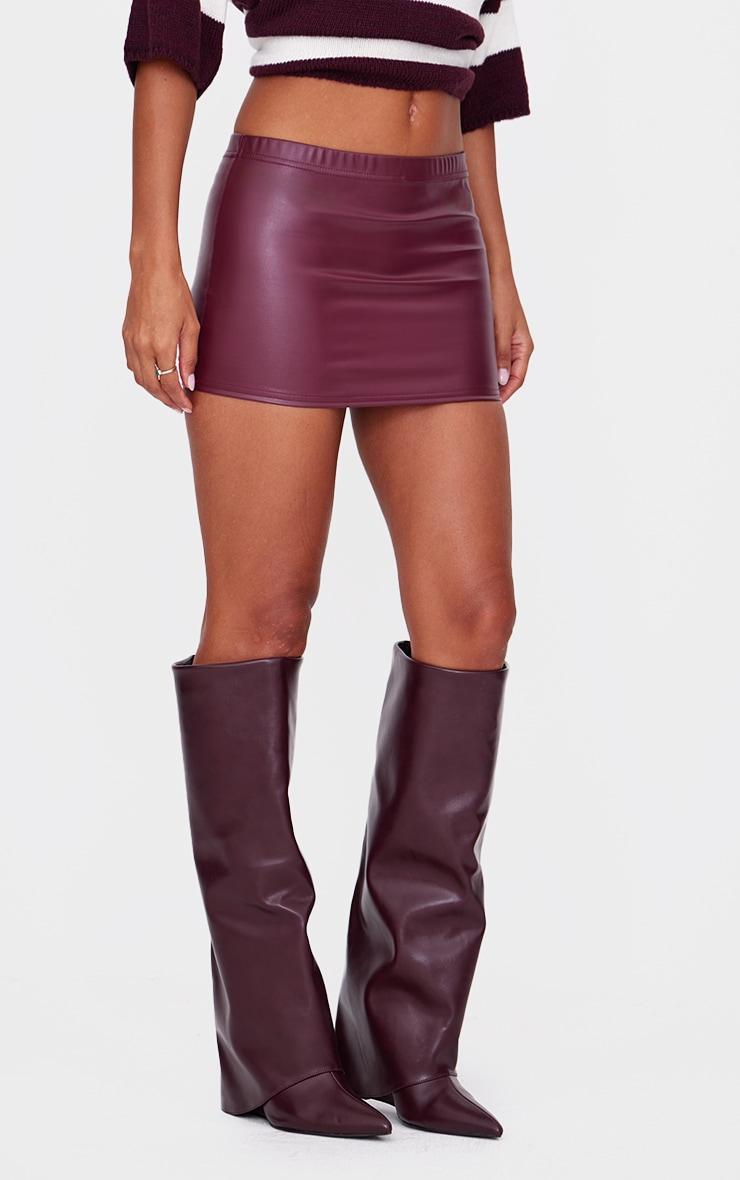 Burgundy Faux Leather Micro Mini Skirt Product Image