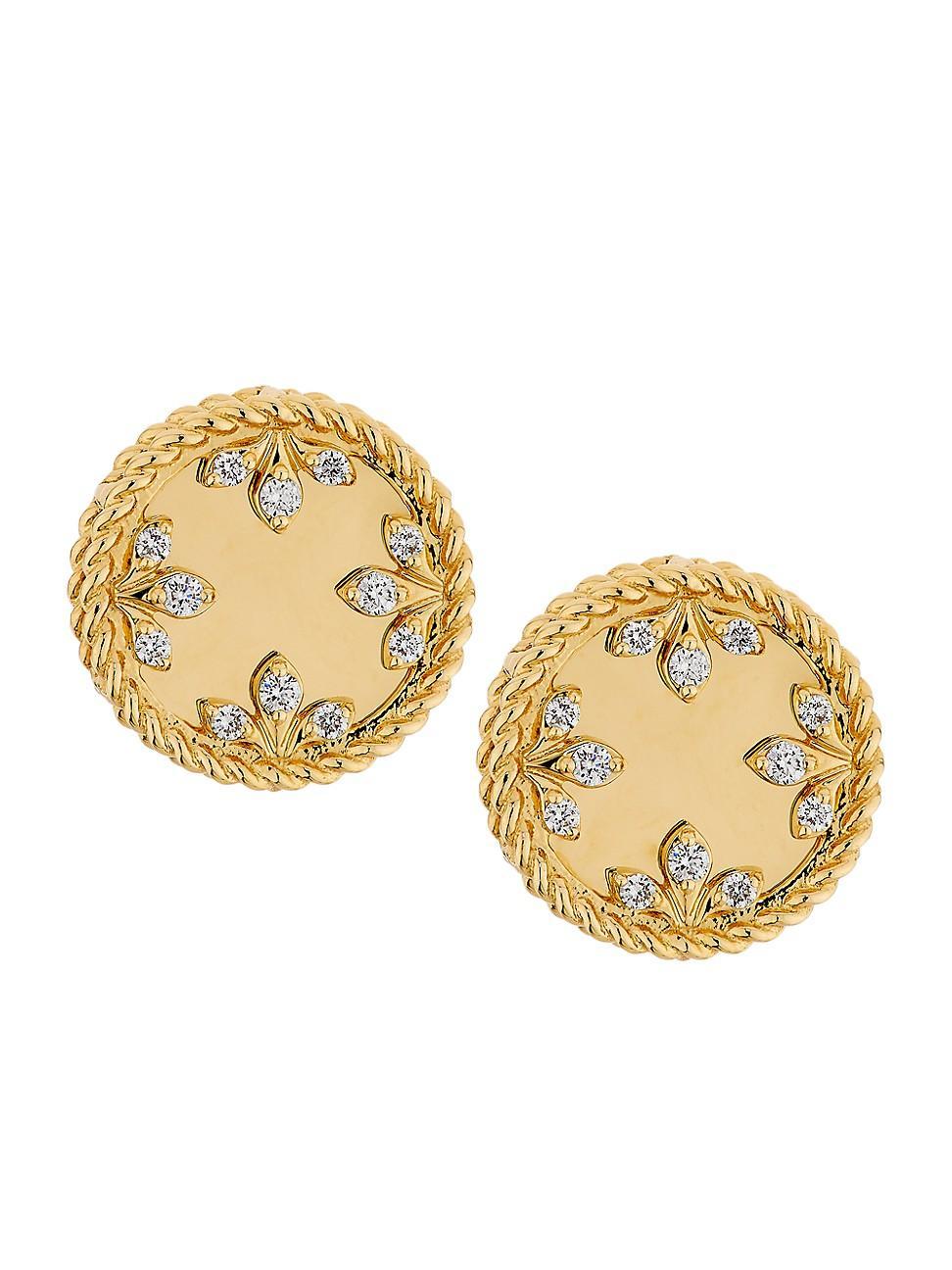 Womens Venetian Medallion 18K Yellow Gold & 0.11 TCW Diamond Earrings Product Image