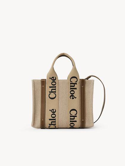 Small Woody tote bag in linen Product Image