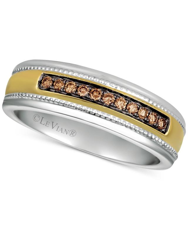 Le Vian Mens Diamond Two-Tone Ring (1/5 ct. t.w.) in 14k Gold & White Gold Product Image