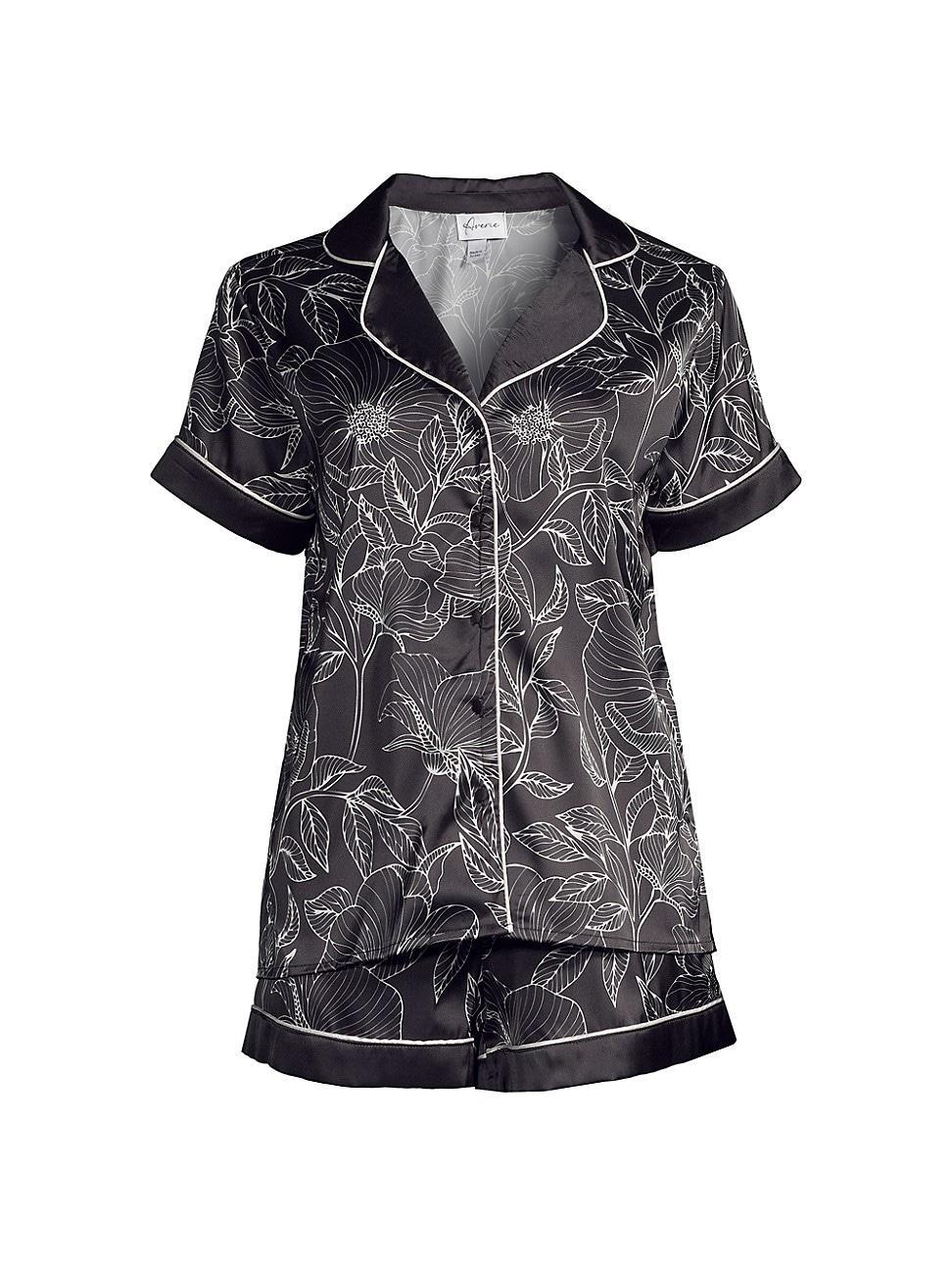 Womens Leaf Print Short Pajama Set Product Image