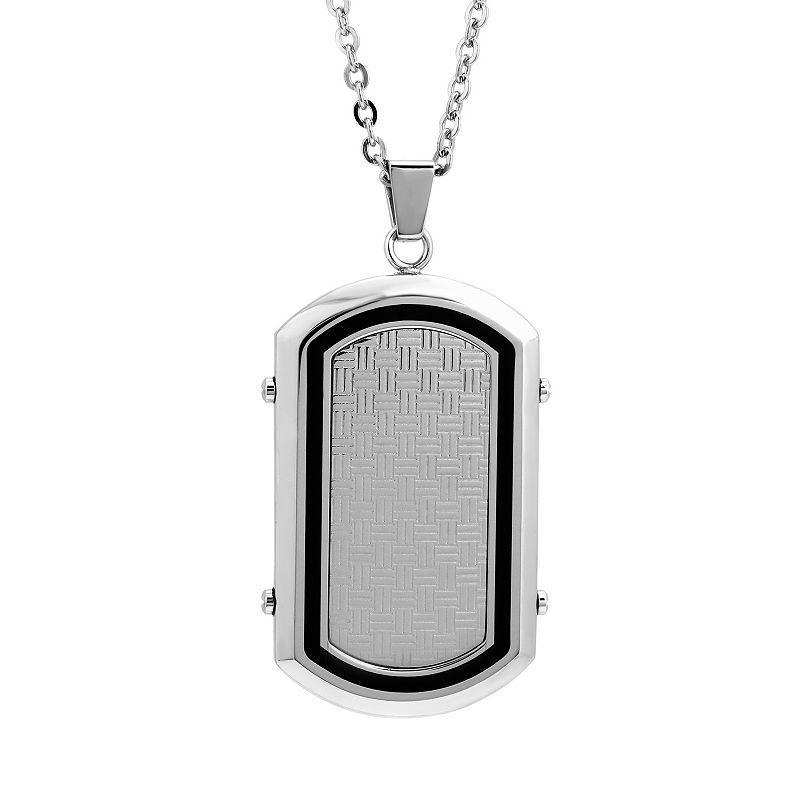 LYNX Stainless Steel & Resin Dog Tag Necklace - Men, Mens Black Product Image