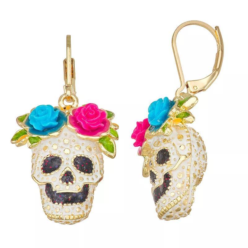 Napier Gold Tone Trick or Treat Day of Dead Drop Earrings, Womens, Multi Product Image