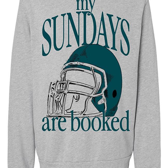 My Sundays Are Booked Green Light Grey Oversized Graphic Sweatshirt Product Image