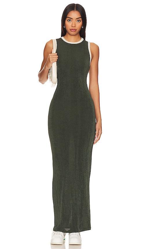 LIONESS 97 Maxi Dress in Dark Green. Product Image