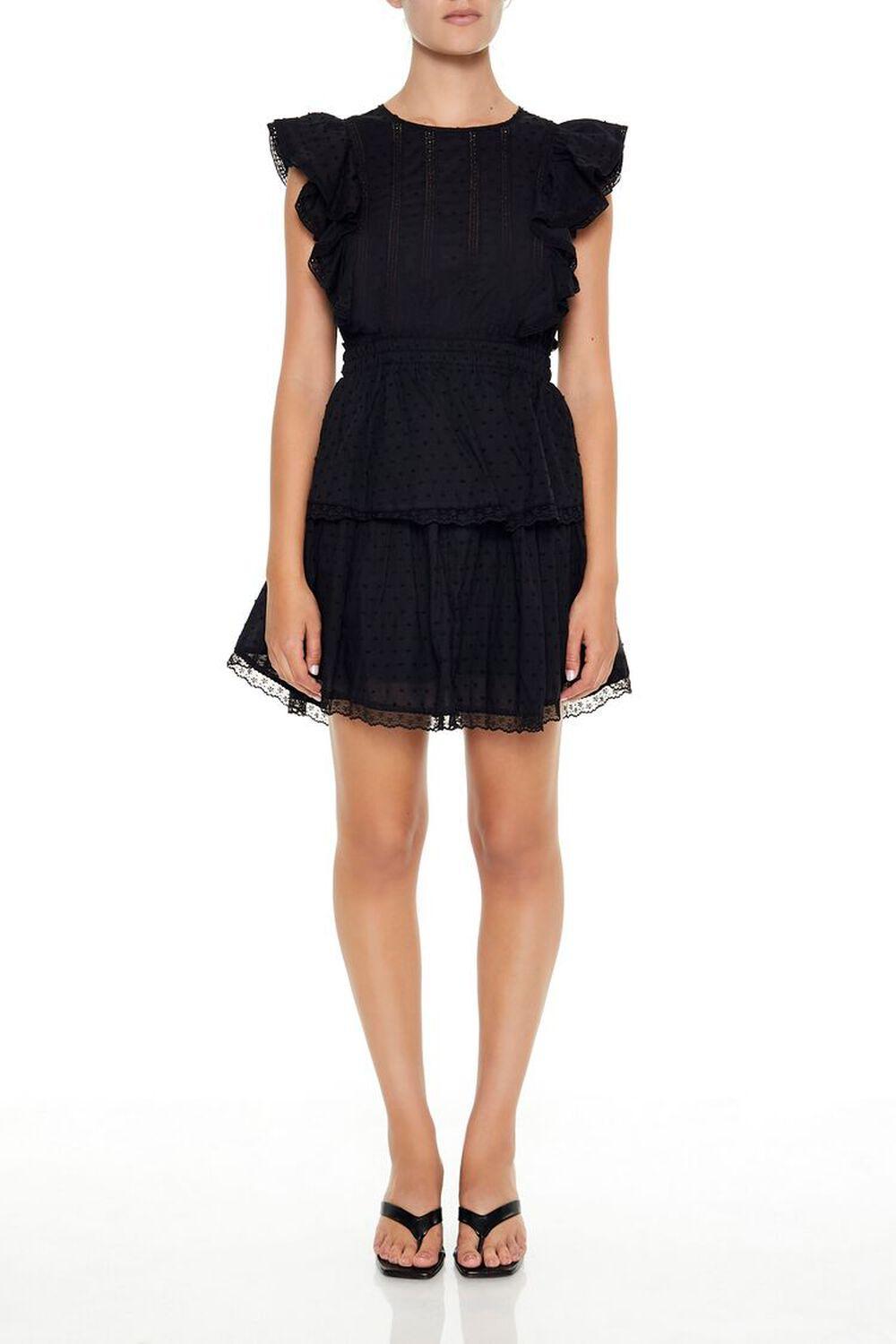 Clip Dot Lace Ruffled Mini Dress | Forever 21 Product Image